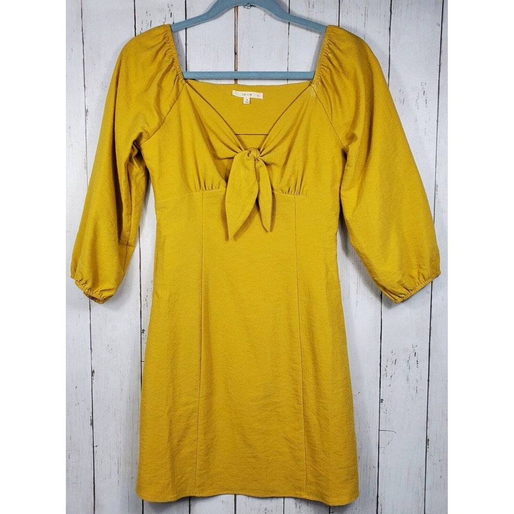 Le Lis Short Fitted Dress Women's Size Small Yellow Gold Rayon Blend